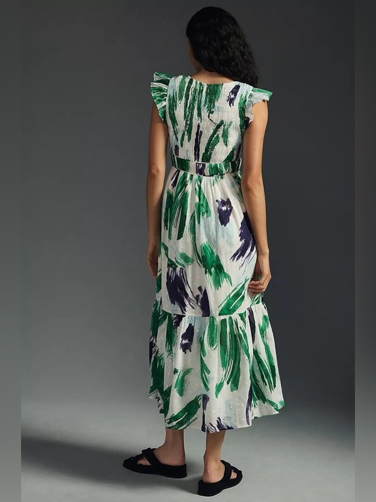 Anthropologie The Peregrine Midi Dress Cotton Watercolor Size XXS - Picture 2 of 10